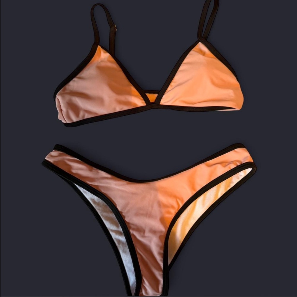 Orange and Black Women's Bikini Set
